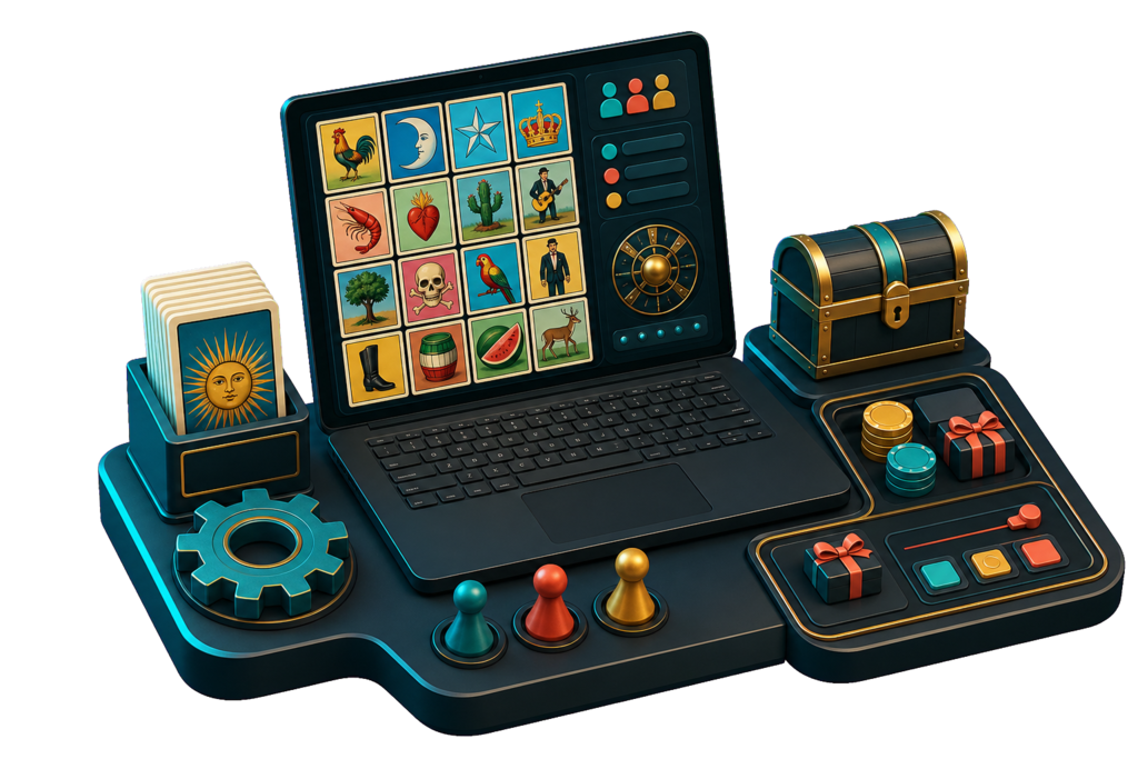 Centro de control para configurar una partida de loteria