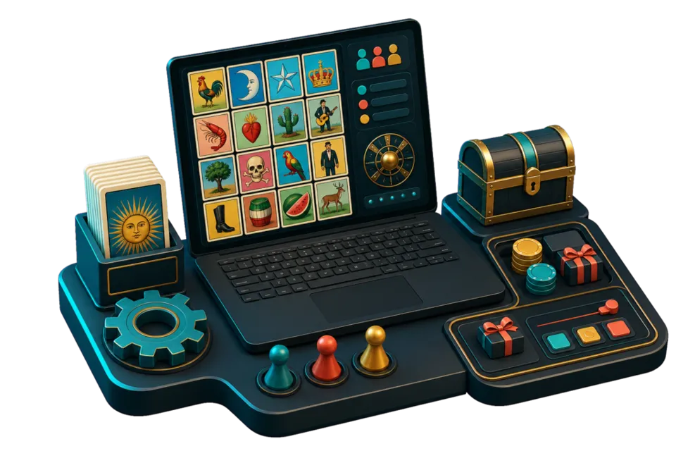 Centro de control para configurar una partida de loteria