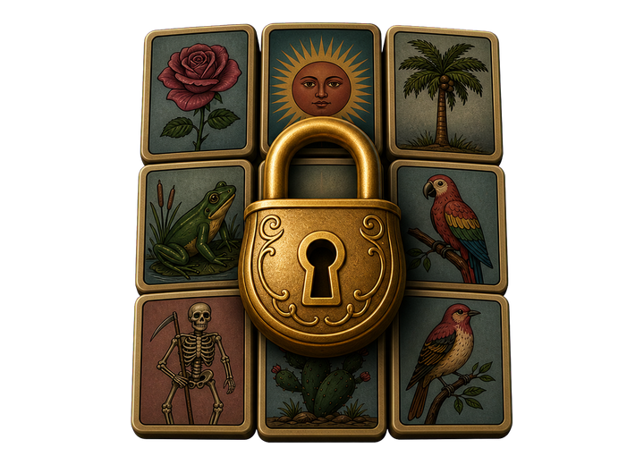 Cartas de loteria bloqueadas, modo proximamente