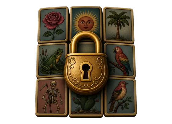 Cartas de loteria bloqueadas, modo proximamente