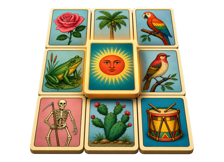 Tablero ilustrado de loteria mexicana