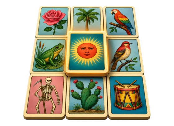 Tablero ilustrado de loteria mexicana