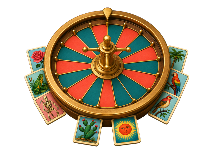 Ruleta ilustrada inspirada en la loteria mexicana