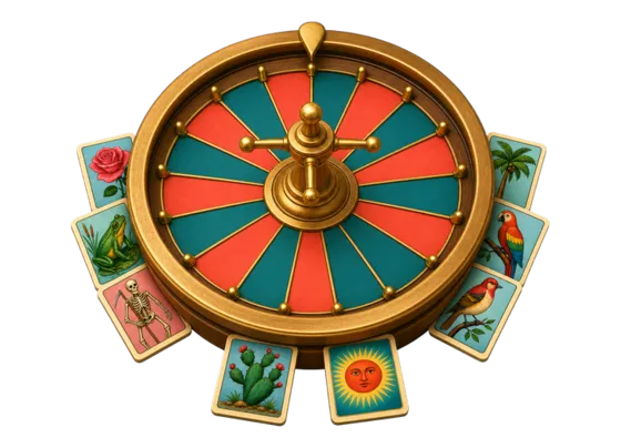 Ruleta ilustrada inspirada en la loteria mexicana