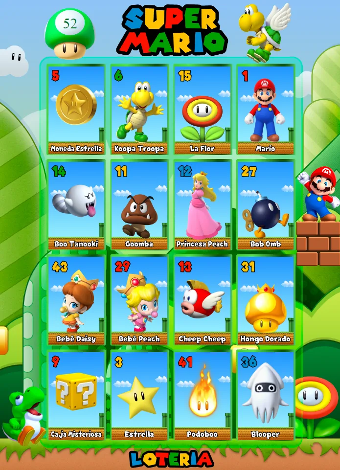 Muestra de lotería Mario y Yoshi