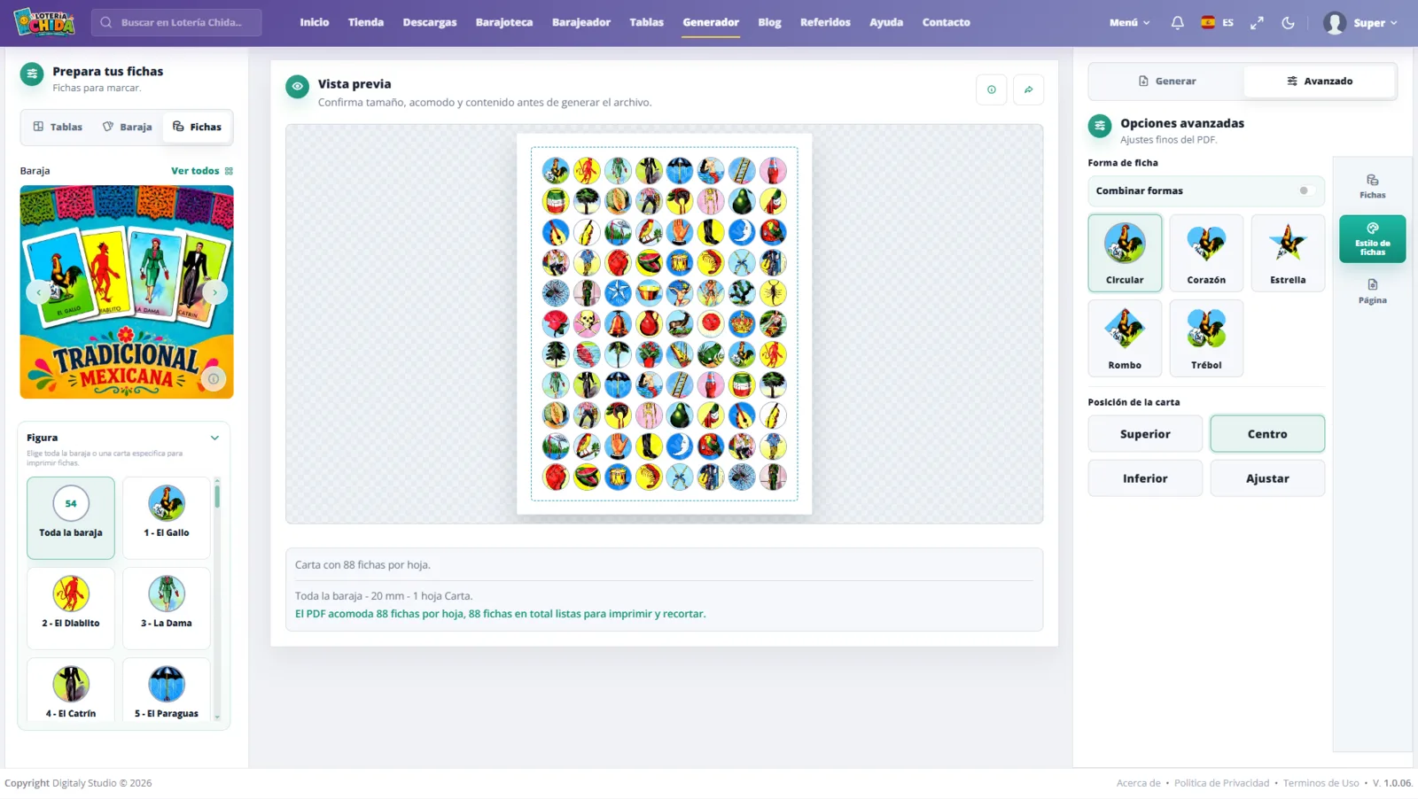 Generador de fichas de loteria gratis en Loteria Chida