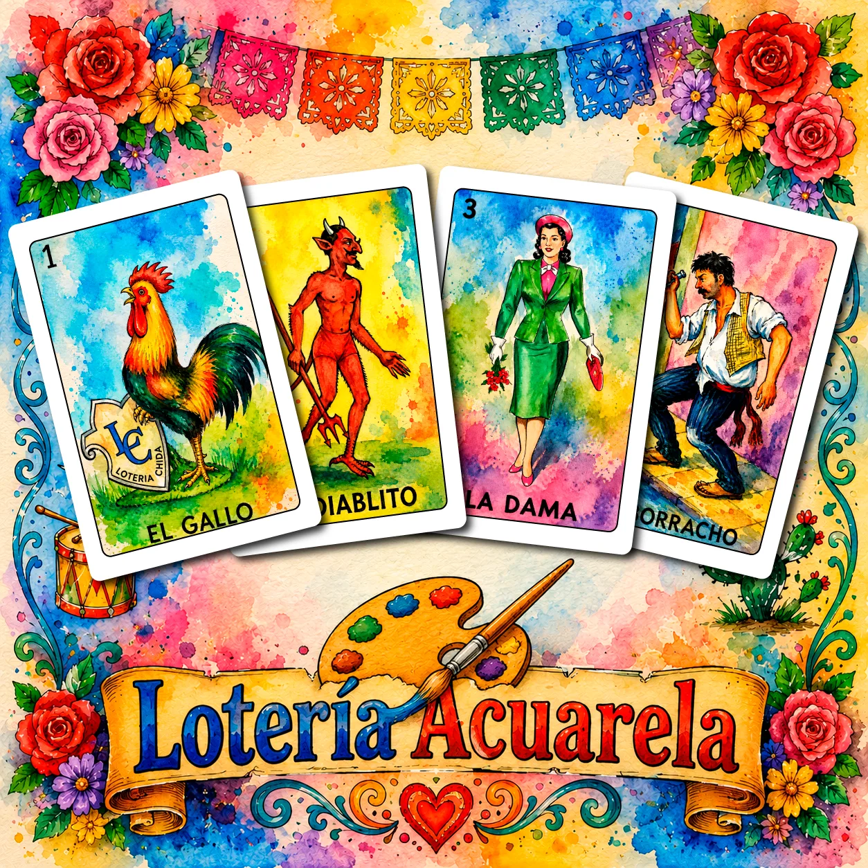 Lotería Acuarela Mexicana - portada