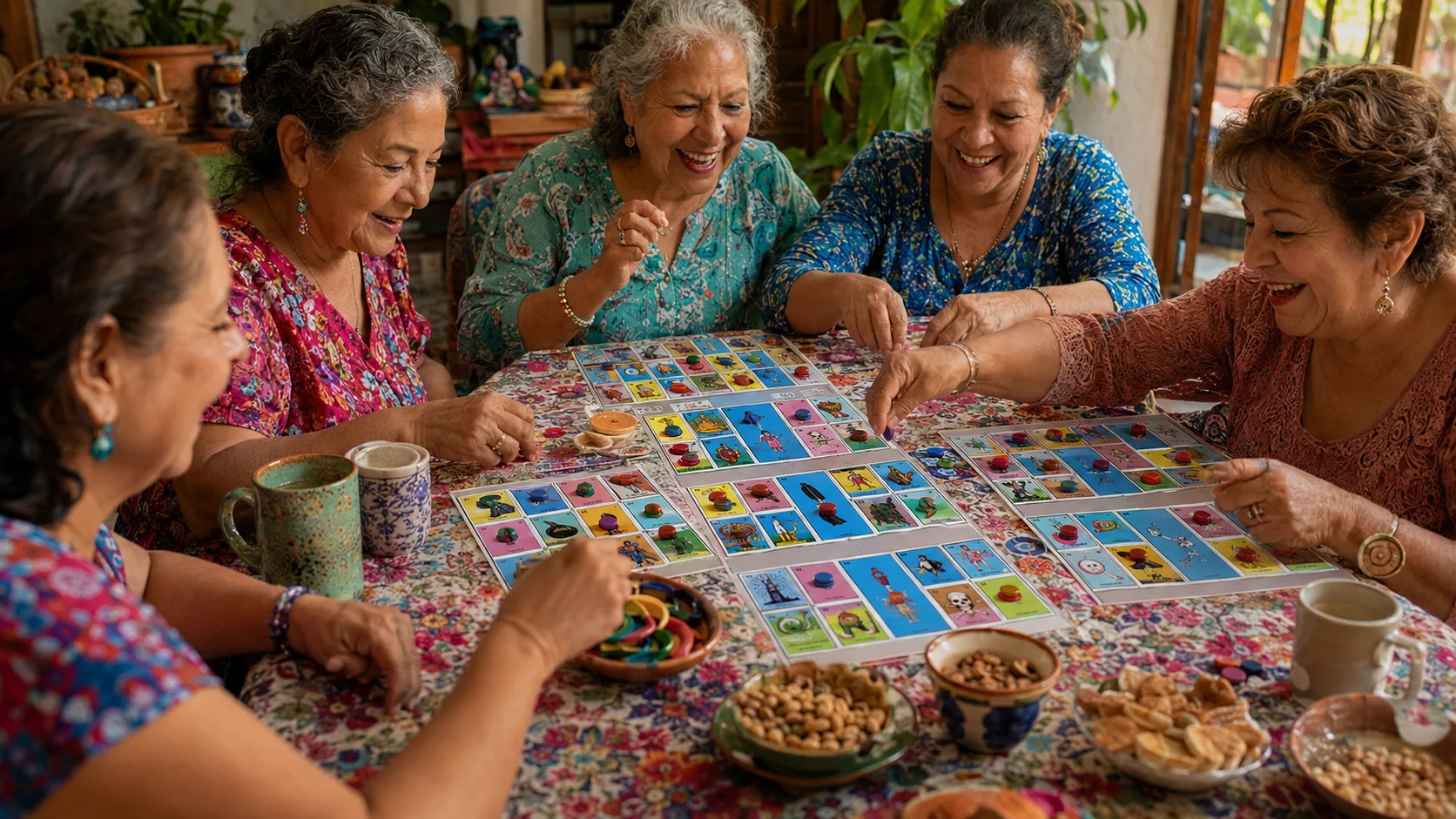 Señoras jugando Lotería Regia o de Pocitos