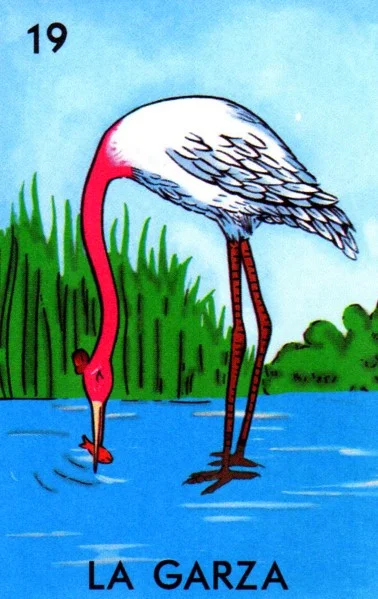 Carta La garza de la Loteria Mexicana