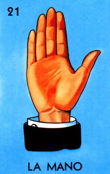 Carta La mano de la Loteria Mexicana
