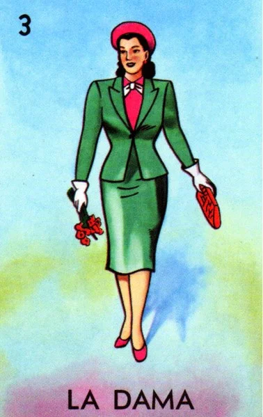 Carta La dama de la Loteria Mexicana